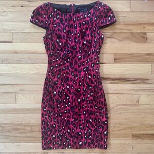 French Connection Pink and Black Leopard Mini Dress size 0